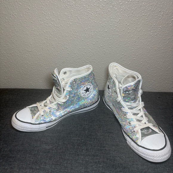 Converse Shoes - Converse Chucks Silver Sequins Sequins Sequins CHUCK TAYLOR ALL STAR - Size 8